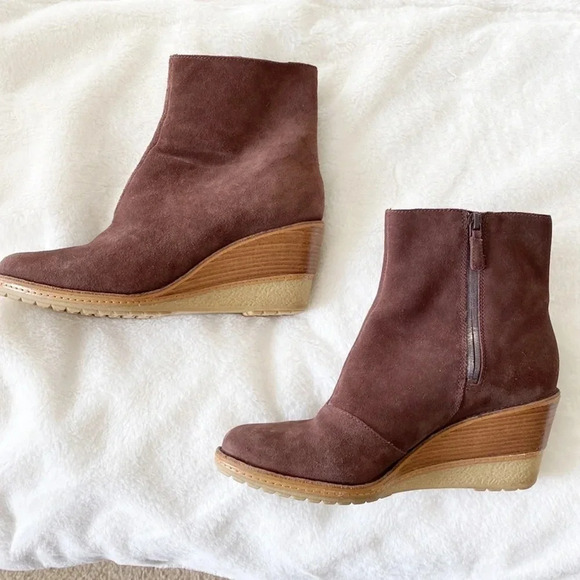 Cole Haan Rayna Suede Wedge Bootie Chestnut Brown Women Size 9.5 B - Picture 6 of 11